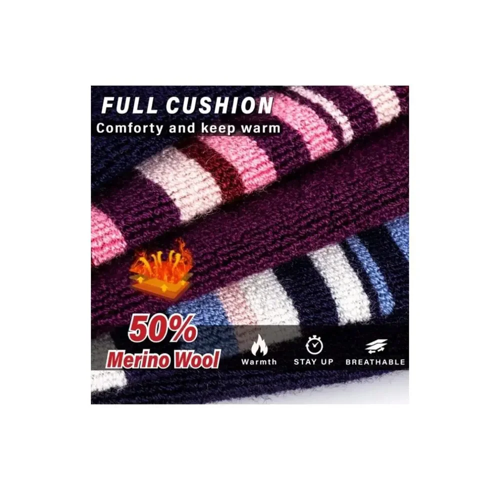 Ski Socks 50% Merino Wool Thermal Knee High Winter Snowboard Sport Socks Men ...